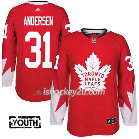 Børn NHL Toronto Maple Leafs Trøje Frederik Andersen 31 Adidas 2017-2018 Rød Authentic